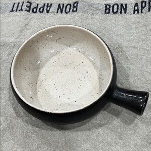 Black and Cream Ceramic Soup Bowl